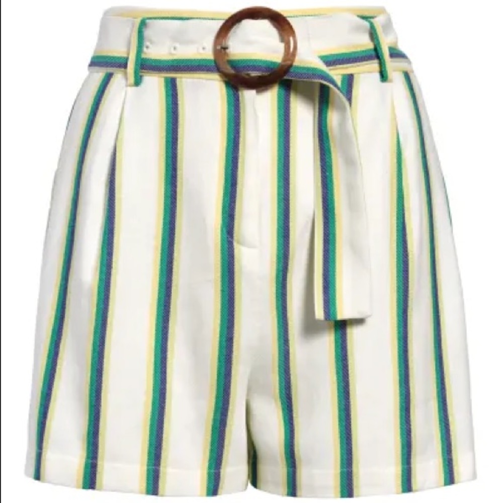 HALOGEN BELTED STRIPE TWILL SHORTS